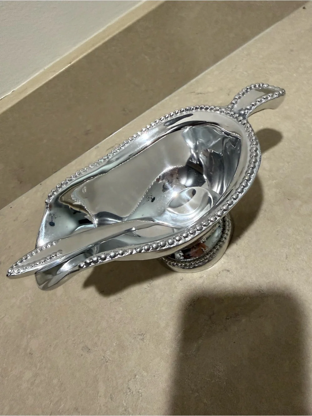 Beatriz Ball Gravy Boat with Ladle spoon with Beaded Edge